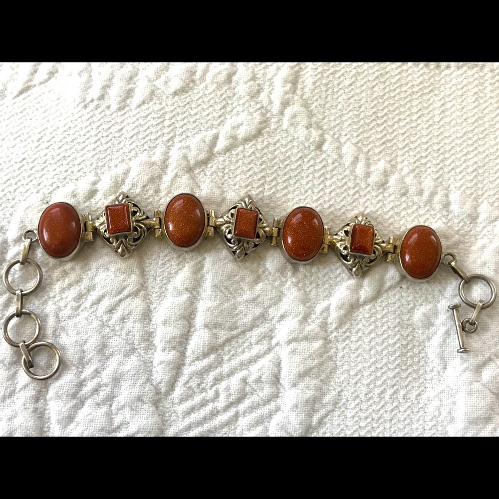 Sterling Sliver Gold Stone Bracelet